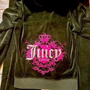 Juicy Couture Black and Pink Velour Track Jacket